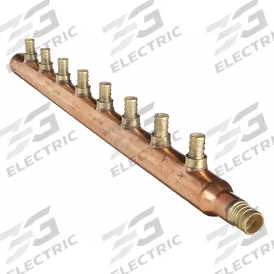 ZURN PEX Manifold: Copper, 3/4 in, 1/2 in, 1 Inlets, 8 Outlets - Plumbing & Heating Branch Manifolds