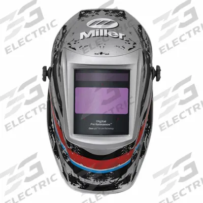 MILLER ELECTRIC Welding Helmet: Auto-Darkening, 3 Arc Sensors, Black/Blue/Red/Silver - Auto-Darkening Welding Helmets - Graphic
