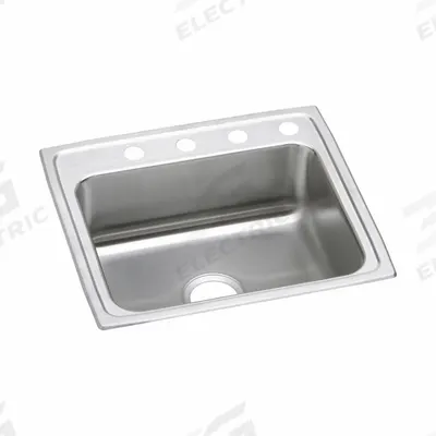 JUST MANUFACTURING Bowl Drop-In Sink: 25 in Overall Lg, 21 1/4 in Overall Wd - One-Bowl Counter-Mounted Kitchen & Bar Sinks without Faucets