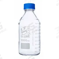 GLOBE SCIENTIFIC Media Bottle: 1 L, Screw-On, GL45, 225 mm, Colorless, Closure Included, Attached (MPN 8101000). Key specifications — Closure Type: Screw-On; Mouth Size: Wide; Screw Closure Size: GL45; Brand: GLOBE SCIENTIFIC; Body Color: Colorless.