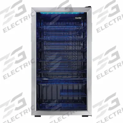 DANBY Refrigerator: Stainless Steel, 3.3 cu ft Total Capacity, 7 Shelves - Beverage Coolers