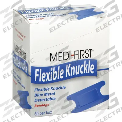 MEDI-FIRST Adhesive Bandage: Knuckle Bandages, 1 3/4 in Wd, 3 in Lg, Metal Detectable - Metal Detectable Knuckle Bandages
