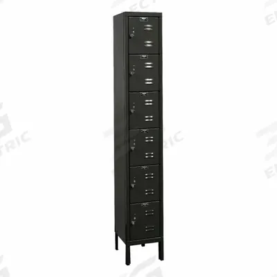 HALLOWELL Locker: 12 in x 15 in x 78 in, 6 Tiers, 1 Units Wide, Louvered, Padlock - Louvered Metal Box Lockers