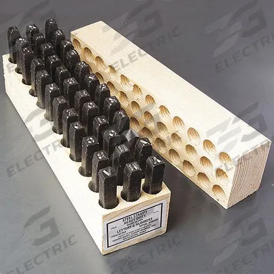 YOUNG BROS. STAMP WORKS Hand Stamp Kit: 3/32 in Character Ht, 2 1/2 in Shank Lg, Steel - Heavy-Duty Sharp-Face Hand Stamps