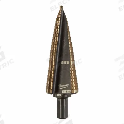 MILWAUKEE Step Drill Bit: 7/8" to 1-1/8", Cobalt - Cobalt Step Drill Bits
