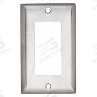 HUBBELL Wall Plate: Decorator-Rocker, 1 Gang, Silver, Std Size (MPN SS26). Key specifications — Brand: HUBBELL; Material: Stainless Steel.