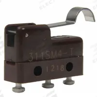 HONEYWELL Miniature Snap Action Switch: Roller Lever Actuator, 1NO/1NC, Solder Turret (MPN 311SM4-T). Key specifications — AC Contact Rating: 5 A @ 250 V; Electrical Connection: Solder Turret; Series: SM; Brand: HONEYWELL.