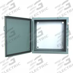 HAMMOND Electrical Enclosure: Steel, 20 in x 20 in x 10 in, NEMA 12/13, w/Panel, Solid Cover, Hinged (MPN 1418D10). Key specifications — Brand: HAMMOND; Closure Method: Clamps; Knockouts: Not Included.
