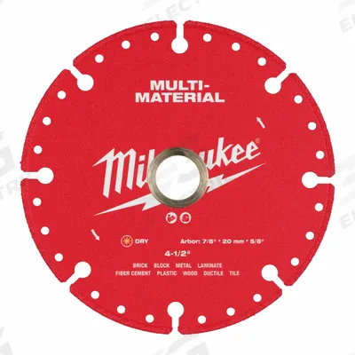 MILWAUKEE Diamond Saw Blade: Masonry/Metal/Plastic/Tile, 4 1/2 in Blade Dia., Dry - Masonry-Cutting Blades