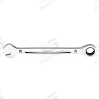 MILWAUKEE Ratcheting Combination Wrench: Chrome Vanadium Steel, Chrome, 15 mm Head Size, Std (MPN 45-96-9315). Key specifications — attr309600: 15 mm; attr309611: Chrome; attr309610: Chrome Vanadium Steel; attr309604: No; attr309612: No; attr309613: No; attr309615: No; attr324932: MILWAUKEE.
