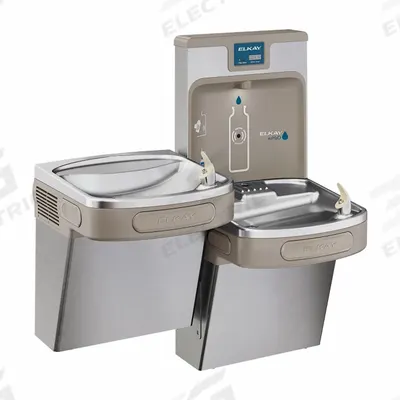 ELKAY Bi-Level Drinking Fountain with Bottle Filler: On-Wall, 8 gph @ 50°F, Stainless Steel - On-Wall Two-Level Drinking Fountains with Bottle Fillers