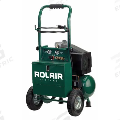 ROLAIR Portable Air Compressor: Oil Lubricated, 3.2 gal, Hot Dog, 2 hp, 4.2 cfm @ 90 psi - Wheeled Portable Electric Air Compressors