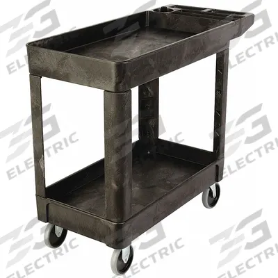 RUBBERMAID COMMERCIAL PRODUCTS Utility Cart: 500 lb, 2 Shelves, 32 in L x 18 in W Self, Black - General Purpose Utility Carts