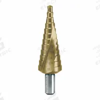 RUKO TOOLS Step Drill Bit: 3/16" to 7/8", TiN-Coated HSS, 3-Flats Shank (MPN 101704T). Key specifications — attr1234936: Not Impact Rated.