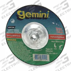 NORTON Cut-Off & Grinding Wheel: Type 27, 9" x 1/8" x 5/8"-11, Aluminum Oxide, 24 Grit, Gemini (MPN 66253048983). Key specifications — Series: Gemini; Brand: NORTON.