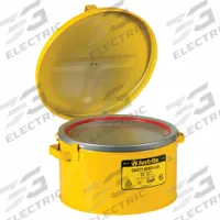 JUSTRITE Bench Can: 2 gal Capacity, Powder Coated Steel, Yellow (MPN 10578). Key specifications — attr1210393: JUSTRITE; attr1210410: Bench Can.