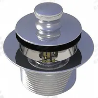WATCO Drain Stopper: Brass/PVC, Chrome-Plated, 1 5/8 in Overall Dia, Lift and Turn (MPN 58301-CP). Key specifications — Color: Silver; Includes: Strainer Body; Material: PVC.