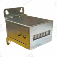 ENM Electro-mechanical counter: DIN Track Mounting, 1 1/4 in x 1 3/4 in, Analog, 10 Counts/Second (MPN E2B62DPG). Key specifications — Mounting Style: DIN Track; Brand: ENM; Manufacturer Part Number: E2B62DPG.