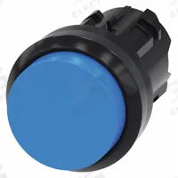 SIEMENS Extended Push Button: Blue, 22 mm Mounting Size, Non-Metallic, Momentary (MPN 3SU1000-0BB50-0AA0). Key specifications — Brand: SIEMENS; Action: Momentary; Series: 3SU; Push Button Material Type: Non-Metallic.