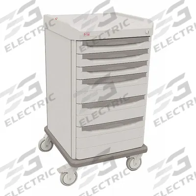 METRO Medical Procedure Cart: Polymer, (4) Swivel, Taupe, White, 6 Drawers - Medical Procedure Carts