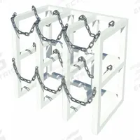 Free Standing Cylinder Restraints: Steel, Petal White, 9 Compartments, Benchtop (MPN GRCRFM3X3-2). Key specifications — Material: Steel; Mounting Location: Benchtop; Color: Petal White; Product Type: Cylinder Rack; Brand: INSTOCK.