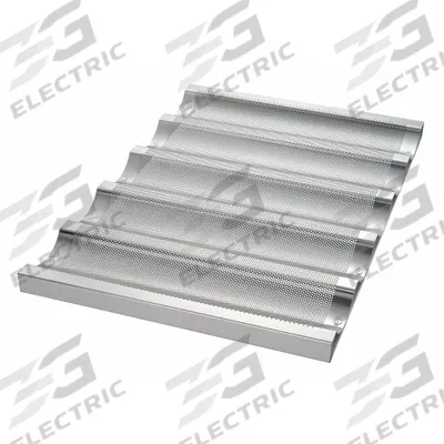 CHICAGO METALLIC Baguette/French Bread Pan: Aluminum, 5 Slots, 17 3/4 in Overall Wd - Bread & Loaf Pans