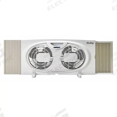AIR KING Window Fan: 7 in Blade Dia, 12 in H, 34 in W, 2 Speeds - Office Window Fans