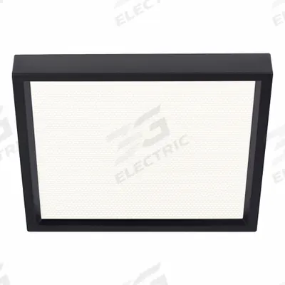 LIGHTOLIER Square Downlight: 6 in Dia, Black, 5/8 in Ht, 1,000 lm, 3000K, 14 W - Low-Profile Square Surface-Mount Downlights