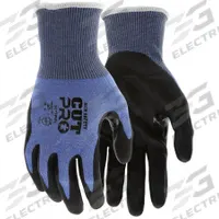 MCR SAFETY Cut Resistant Glove: M, ANSI Cut Level A7, Palm, Dipped, Nitrile, HPPE ( 18 ga ), 1 PR (MPN 92778NFM). Key specifications — Brand: MCR SAFETY; Glove Hand Style: Hand Specific; Touchscreen Compatible: Yes; Includes Reinforced Thumb Crotch: Yes; Knit Material Color: Blue.