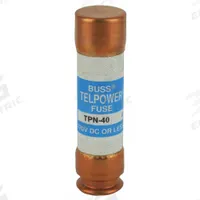 BUSSMANN Telecom Protection Fuse: TPN Series, Fast-Acting, Cylindrical, 40 A, 170 V DC (MPN TPN-40). Key specifications — Series: TPN; Brand: BUSSMANN.