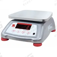 OHAUS Food Scale: 7 1/2 in Weighing Surface Dp, 9 1/2 in Weighing Surface Wd, 4 7/8 in Overall Ht (MPN V41XWE6T). Key specifications — Readability: 0.005 lb/2 g; Brand: OHAUS; IP Rating: IPX8.
