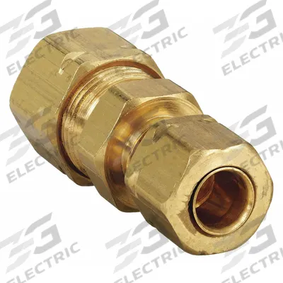 PARKER Compression Fitting Union: 3/8 in OD x 5/8 in OD Fitting Size, Brass - Self-Aligning Brass Compression Fittings