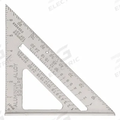 WESTWARD Rafter Angle Square: 7 in Square Size, Aluminum, Powder, 1/8 in, 1/8 in - Rafter Squares