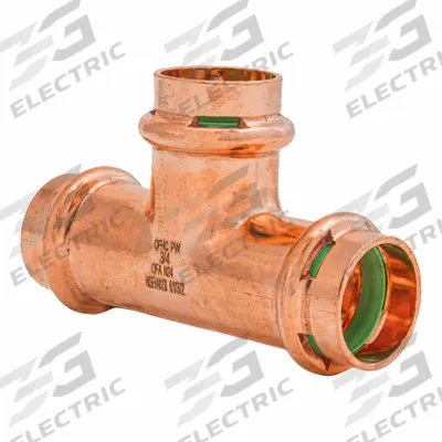 QUICKFITTING SUREPRESS Press Copper Tee: 3/4 in CTS x 3/4 in CTS x 3/4 in CTS size - Plumbing Copper & Bronze Press Tube Fittings with Seal Window