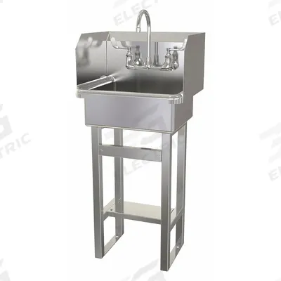 SANI-LAV Hand Sink: 43 1/2 in Overall Ht, 17 in Bowl Lg, 7 in Bowl Dp, 2 gpm Flow Rate - One-Station Freestanding Hand Sinks with Faucets
