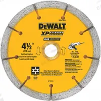 DEWALT Diamond Saw Blade: 4 1/2 in Blade Dia., 5/8 in Arbor Size, Dry, For Angle Grinder, Better (MPN DW4740S). Key specifications — attr1097734: Dry; attr1097738: Angle Grinder; attr1097751: DEWALT.
