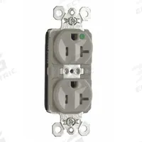PASS & SEYMOUR Receptacle: Hospital Grade, Duplex, 5-20R, Gray, 125V AC, 20 A, 2 Pole / 3 Wire (MPN PTTR8300GRY). Key specifications — attr1367147: PASS & SEYMOUR.