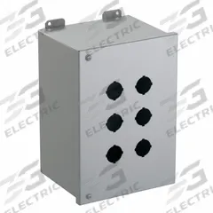 HAMMOND Push Button Enclosure: 30mm, 6 Holes, Carbon Steel, NEMA 12 (MPN 1489P6). Key specifications — attr211299: HAMMOND; attr1043605: Indoor Dust & Water Droplets.