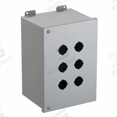HAMMOND Push Button Enclosure: 30mm, 6 Holes, Carbon Steel - Enclosures for 30mm Operators