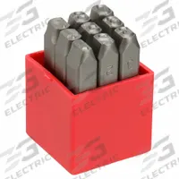 APPROVED VENDOR Hand Stamp Kit: 0 thru 9 (6 doubles as 9), 3/8 in Character Ht, 3 3/16 in Shank Lg (MPN 1F104). Key specifications — Material: Steel; Brand: APPROVED VENDOR; Characters Included: 0 thru 9 (6 doubles as 9).