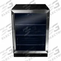 DANBY Refrigerator: Stainless Steel, 5.7 cu ft Total Capacity, 3 Shelves, Up to 8.9 cu ft (MPN DBC057A1BSS). Key specifications — Plug Type: 3-Prong; Includes Ice Maker: No; Color: Silver; Defrost: Automatic; Energy Star Certified: No; Door Hinge: Swing; Door Style: Glass; Brand: DANBY.