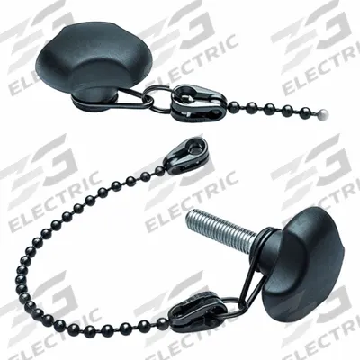 ELESA Hand Knob: 3 Point, M5 Thread, Blind Hole, 200 mm Tether Lg, Black, Plastic - Tethered Corrosion-Resistant 3-Arm Knobs with Threaded Hole