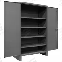 DURHAM MFG Storage Cabinet: 36 in x 20 in x 78 in, Swing Handle & Padlock Hasp, 12 ga Panel Thick (MPN HDC-203678-4S95). Key specifications — attr62698: Gray; attr62736: Welded; attr87895: Legs; attr62693: Assembled; attr62737: Stationary; attr62694: Adjustable; attr62695: Powder Coated; attr62696: Steel.