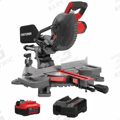 CRAFTSMAN Miter Saw Kit: 1 Battery, 1 Charger, 7 1/4 in Blade Dia., 5/8 in Arbor Size - Craftsman Cordless Miter Saws