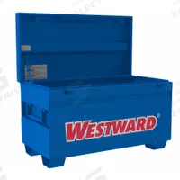 WESTWARD Chest-Style Jobsite Box: 48 in W x 24 7/16 in D x 27 13/16 in H, 16 cu ft, Recessed Padlock (MPN 780U10). Key specifications — attr1116233: Blue; attr1116253: WESTWARD; attr1222022: Recessed Padlock - Lock not included.