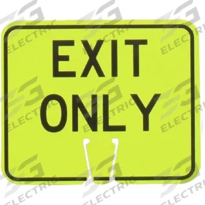 CORTINA Traffic Cone Sign: MUTCD, Exit Only, 10 1/2 in Ht, 12 1/2 in Lg, ABS Plastic - Signs for Traffic Cones