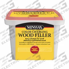 MINWAX Wood Filler: 16 oz Container Size, Tub, Natural, Wood Filler (MPN 448800000). Key specifications — Color: Natural; Finishing Features: Paintable; Brand: MINWAX.