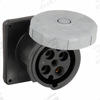 HUBBELL Pin and Sleeve Receptacle: Black, 600V AC, Three Phase, 60 A, 3 Pole, 4 Wire - Watertight Receptacles