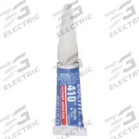 LOCTITE Instant Adhesive: 410, Rubber, 0.1 fl oz, Tube, Black, Thick Liquid, 50 g/L and Under (MPN 233757). Key specifications — attr171361: 410; attr171356: CFIA; attr176624: Rubber; attr171350: Rubber; attr171337: LOCTITE; attr471573: Plastics.