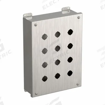 HAMMOND Push Button Enclosure: 22mm, 12 Holes, 304 Stainless Steel - Enclosures for 22mm Operators
